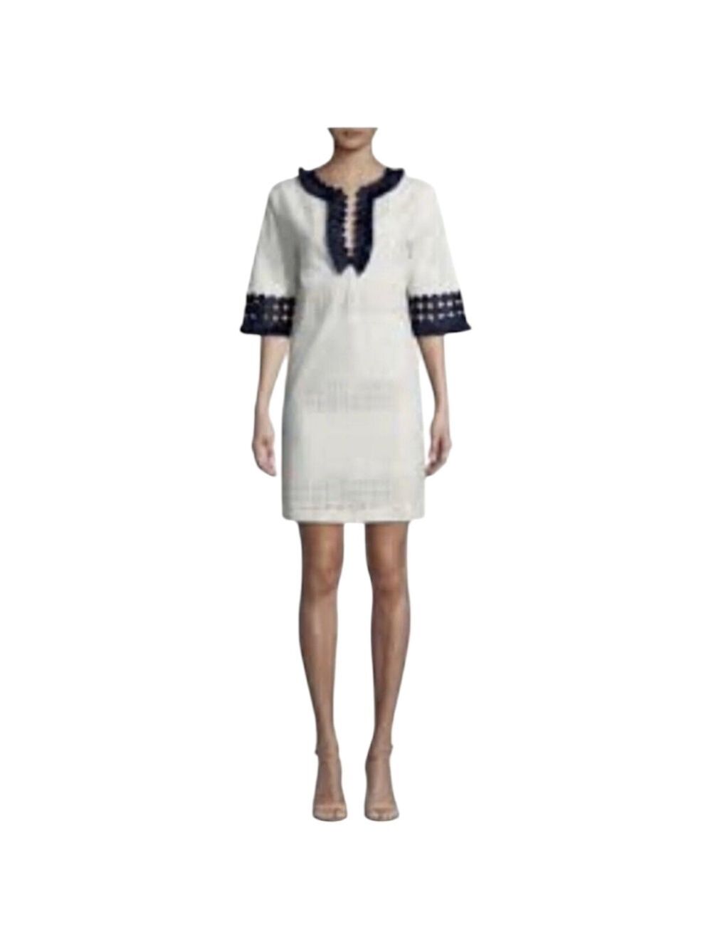 Belle BADGLEY MISCHKA Daya Dress Ivory Navy Women’s Size 0